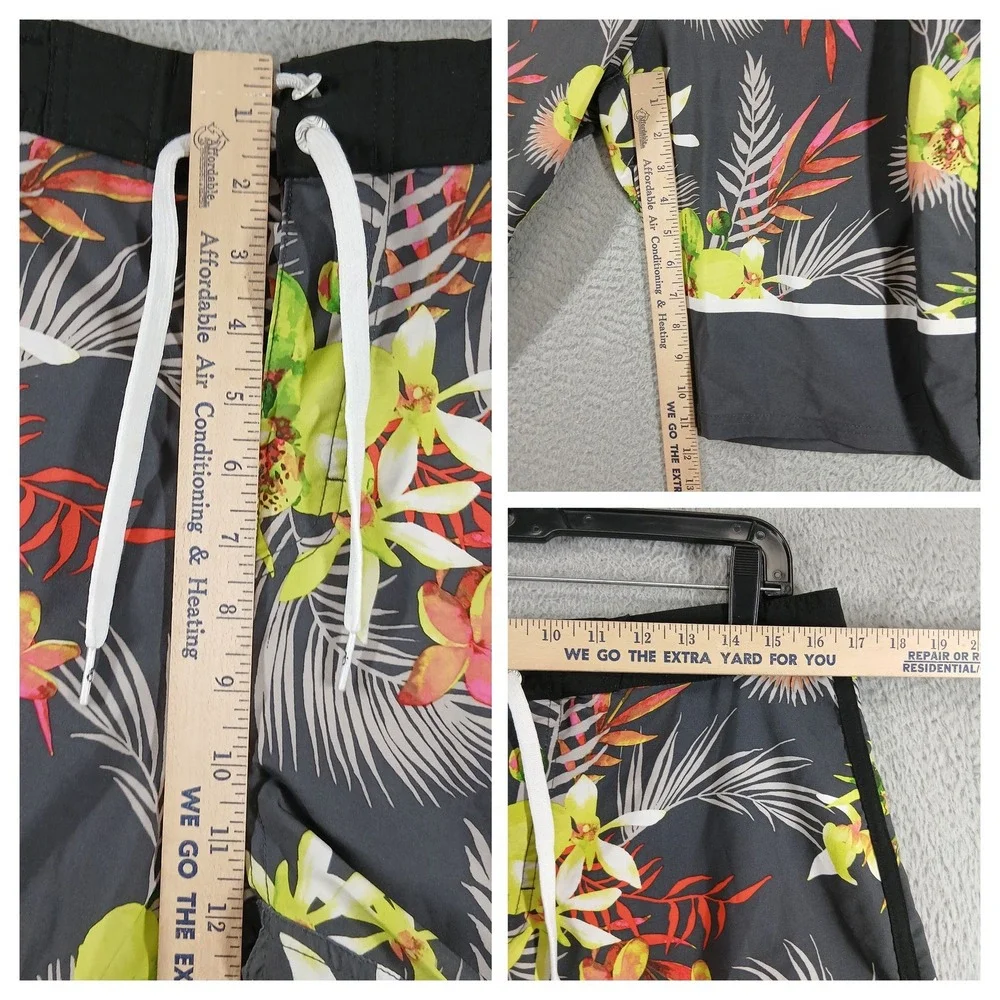 Ocean Pacific OP Flex‎ 4-Way Stretch Floral Board Shorts 32 Gray